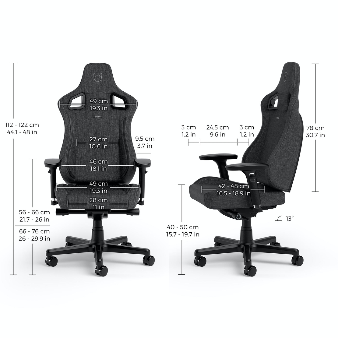 מושב גיימינג בצבע אפור/קרבון Noblechairs EPIC Compact TX Anthracite/Carbon