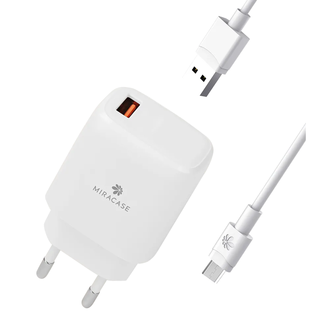 מטען סלולר מהיר לבן + כבל MIRACASE 3A 18W 1.2M TYPE-C