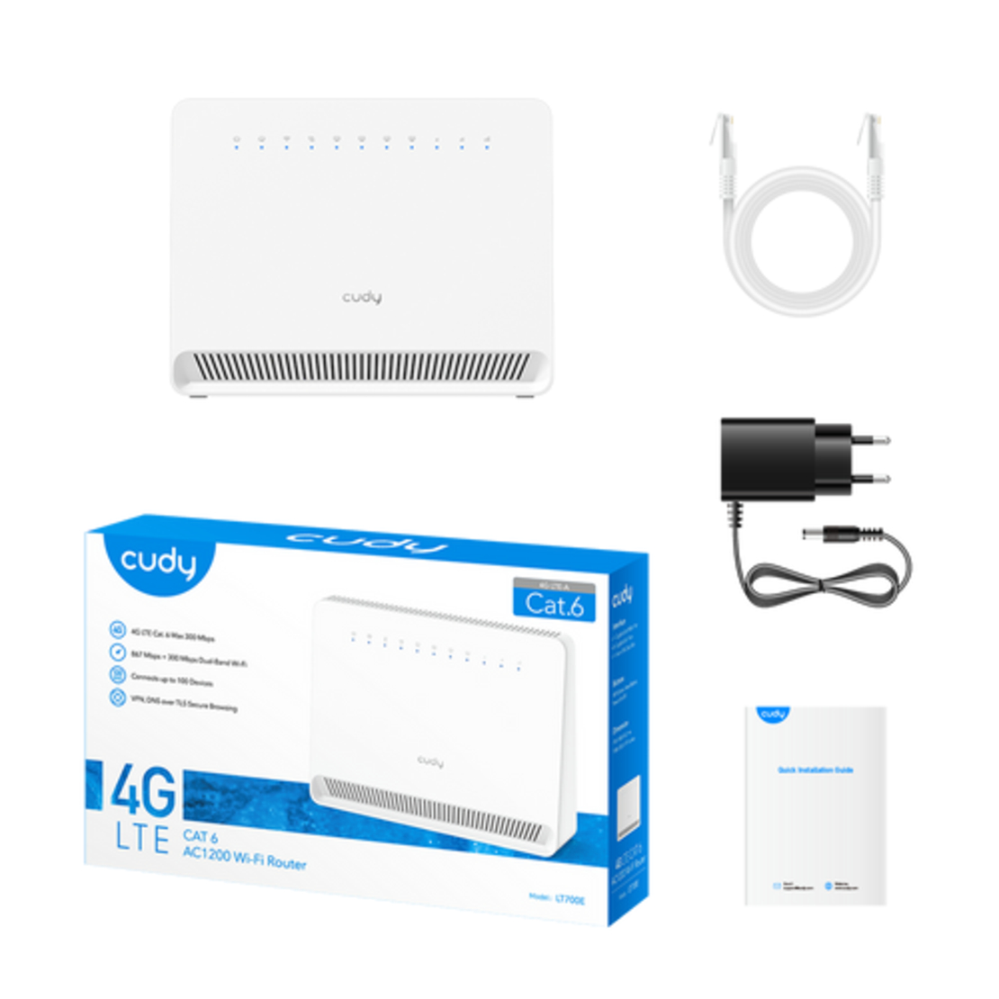 נתב אלחוטי CUDY AC1200 Wi-Fi 4G LTE-Cat6 Gigabit Router LT700E