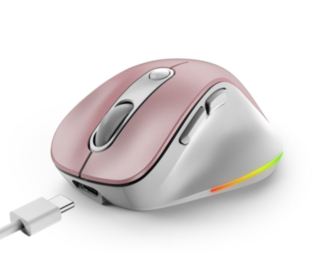 עכבר אלחוטי גיימינג נטען Genius Ergo 9000S PRO BT+WIFI PINK