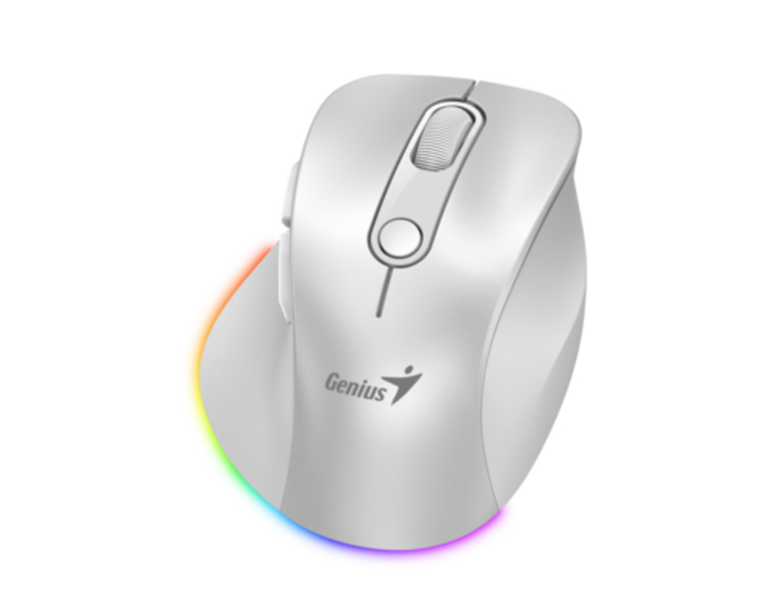 עכבר אלחוטי גיימינג נטען Genius Ergo 9000S PRO BT+WIFI WHITE