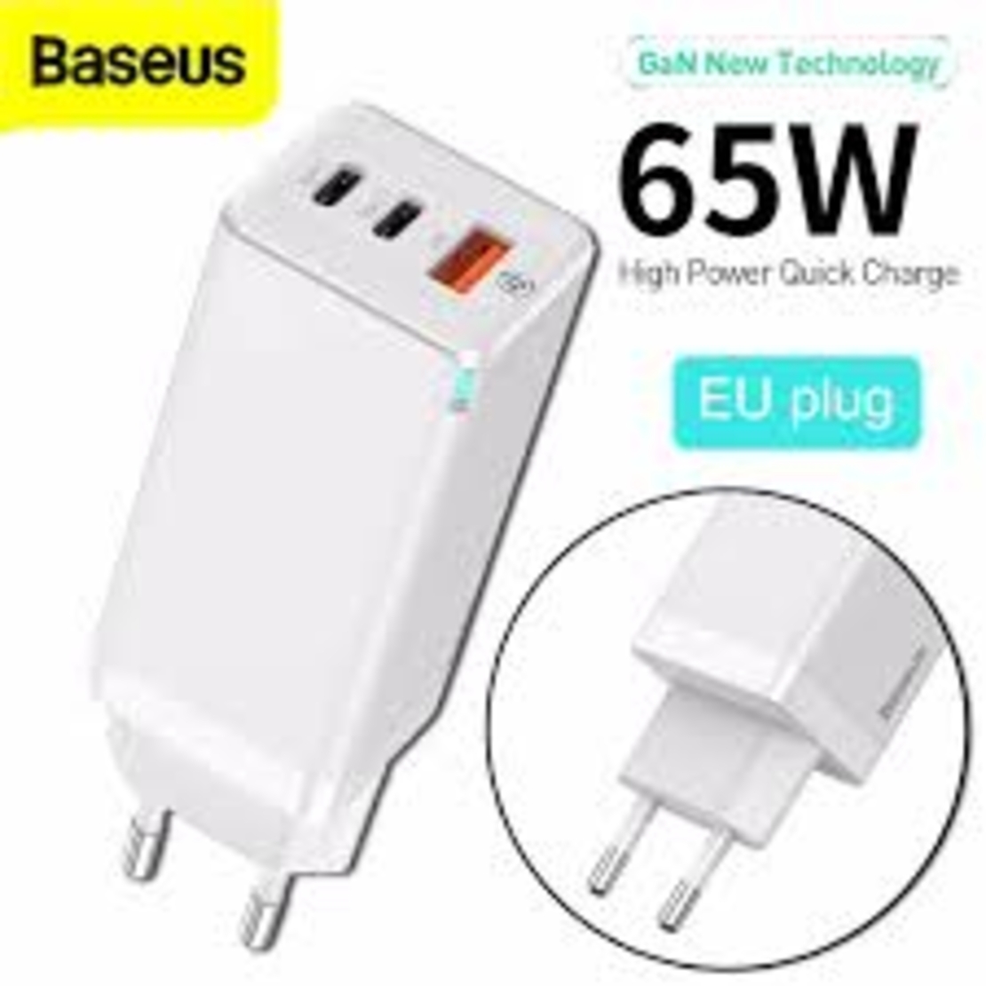 מטען למחשבים ניידים BASEUS 65W TYPE-C GANFAST 20V