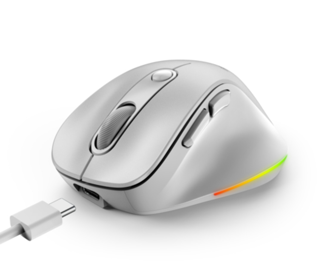 עכבר אלחוטי גיימינג נטען Genius Ergo 9000S PRO BT+WIFI WHITE