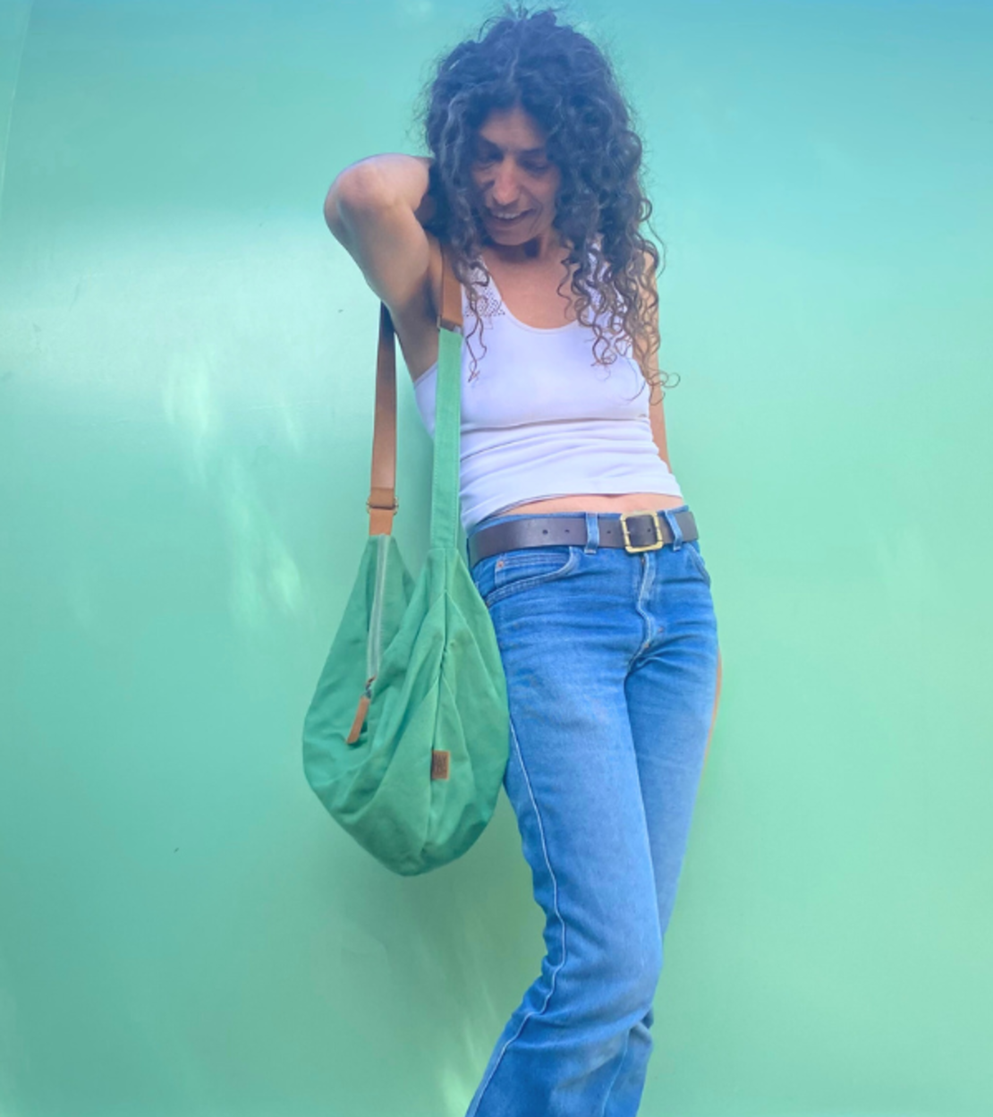 תיק סופי מייקו, תיק אלכסון, תיק צד נשים, תיק שק, תיק קנבס לאישה, תיק קנבס ירוק, תיק מעוצב לנשים, תיק לנערות, תיק אופנתי