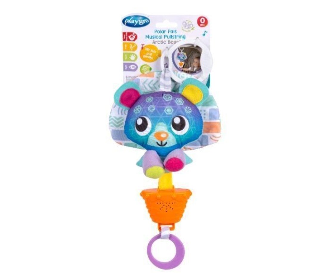 בובת תלייה דב כחול מנגנת פלייגרו PLAYGRO