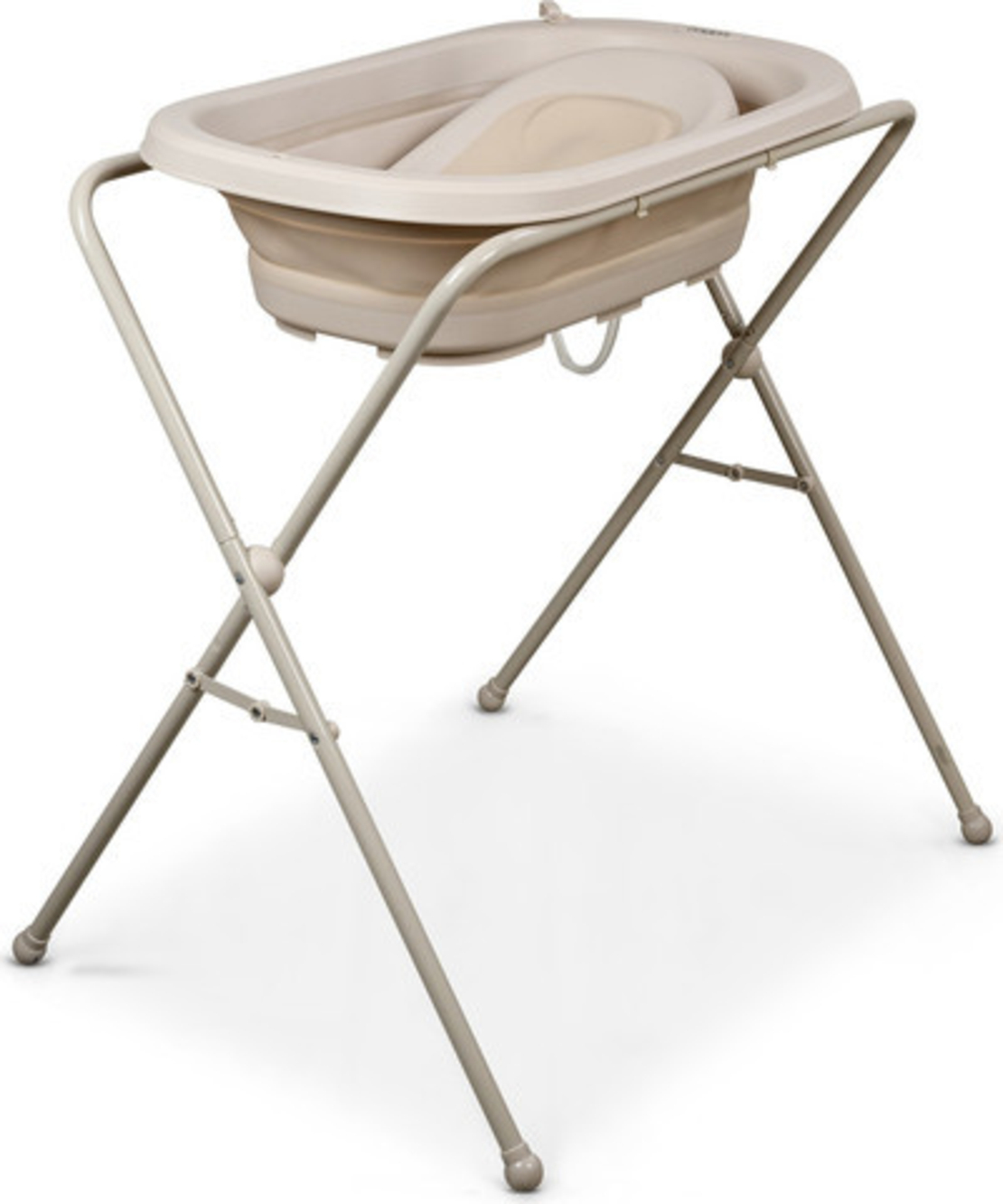 אמבטיה סיליקון מתקפלת כולל מעמד צינורית ומושב אמבטיה דפני מתקפל BEBE שמנת/ב'ז