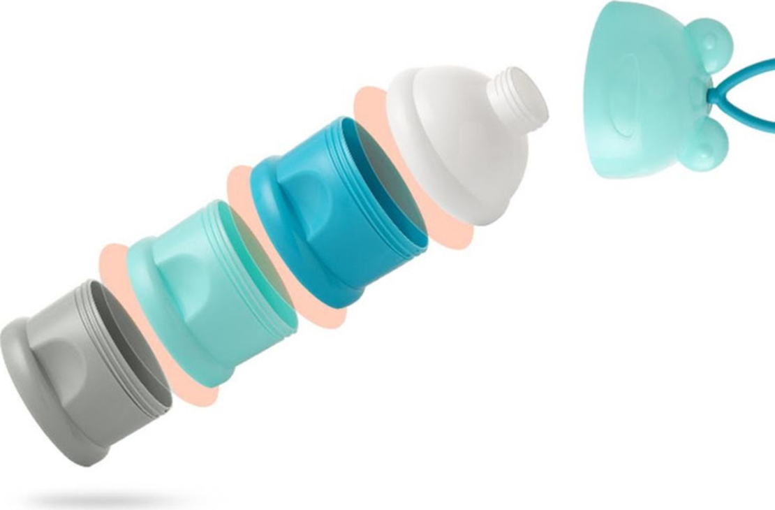 BABY Queenix מחלק מנות מודולארי מעוצב 3 תאים עם פקק לכל תא - כחול