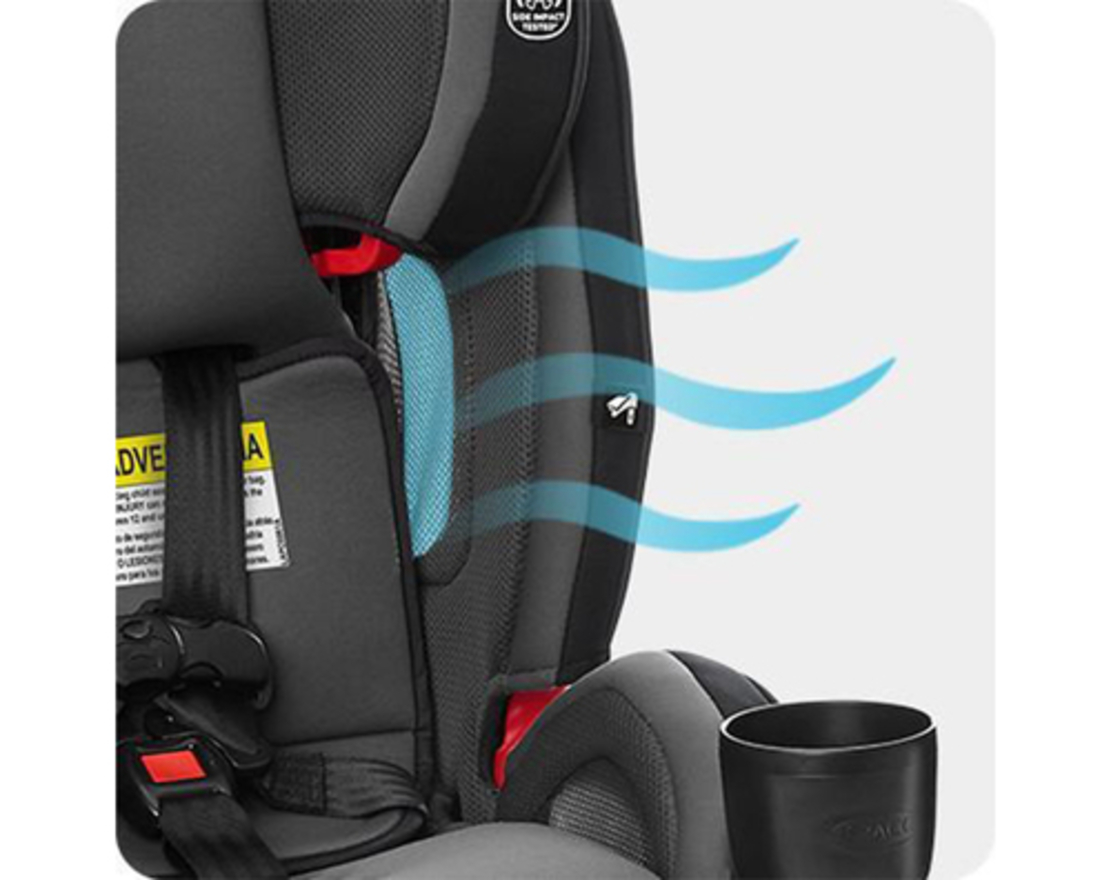 כיסא בטיחות משולב בוסטר SlimFit3 LX - אפור/שחור Stanford