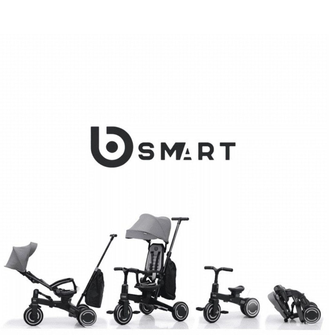 תלת אופן חדשי 5 ב1 דו כיווני מתקפל - מבית ביסמרט BSMART-אפור