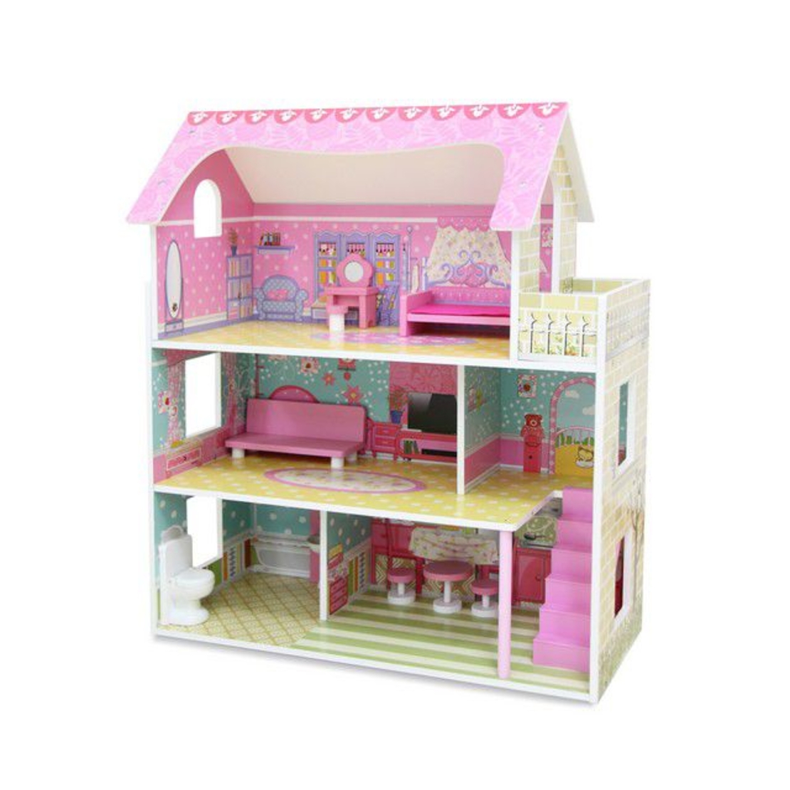 בית בובות מאובזר וילה 3 קומות דגם Dollhouse Mension TX1055Eמבית אינפניטי
