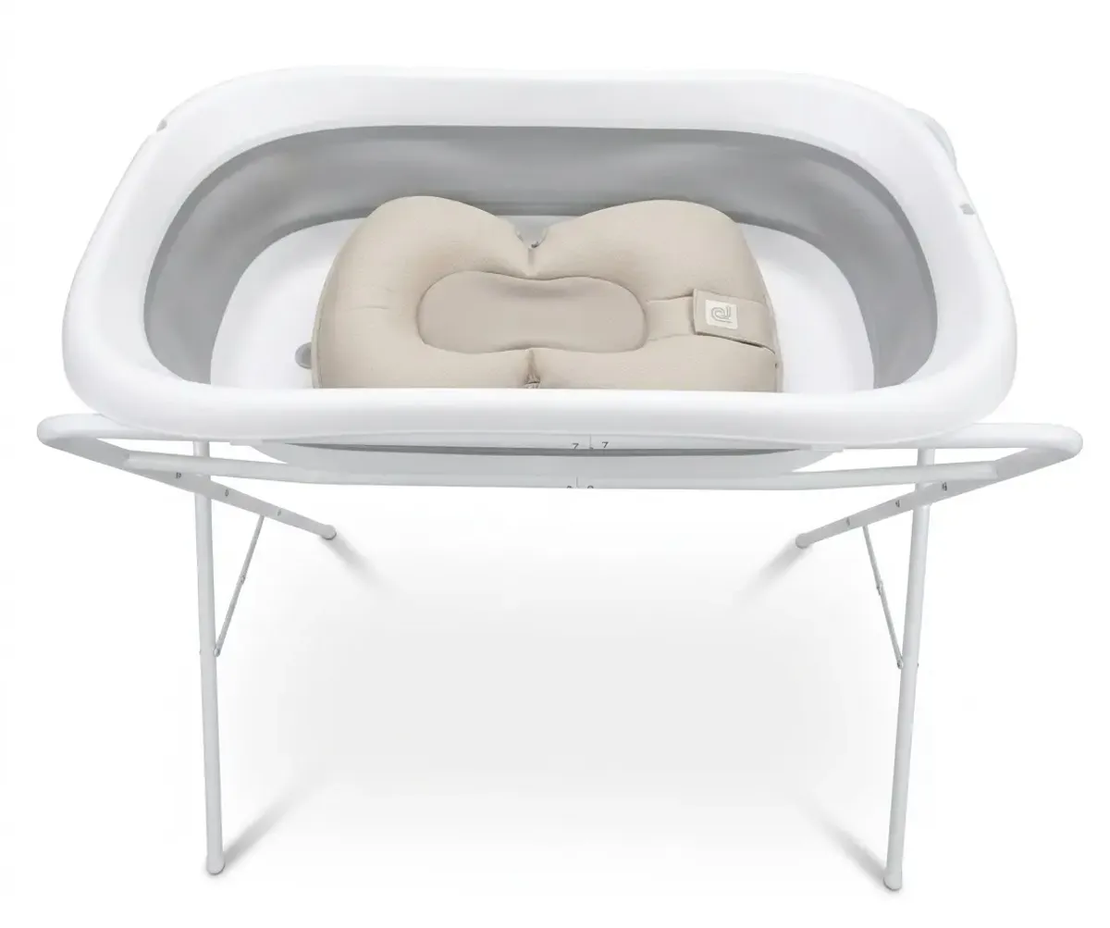 אמבטיית סיליקון מתקפלת עם סטנד צינורית וצופי FG1170A-לבן בז Infanti