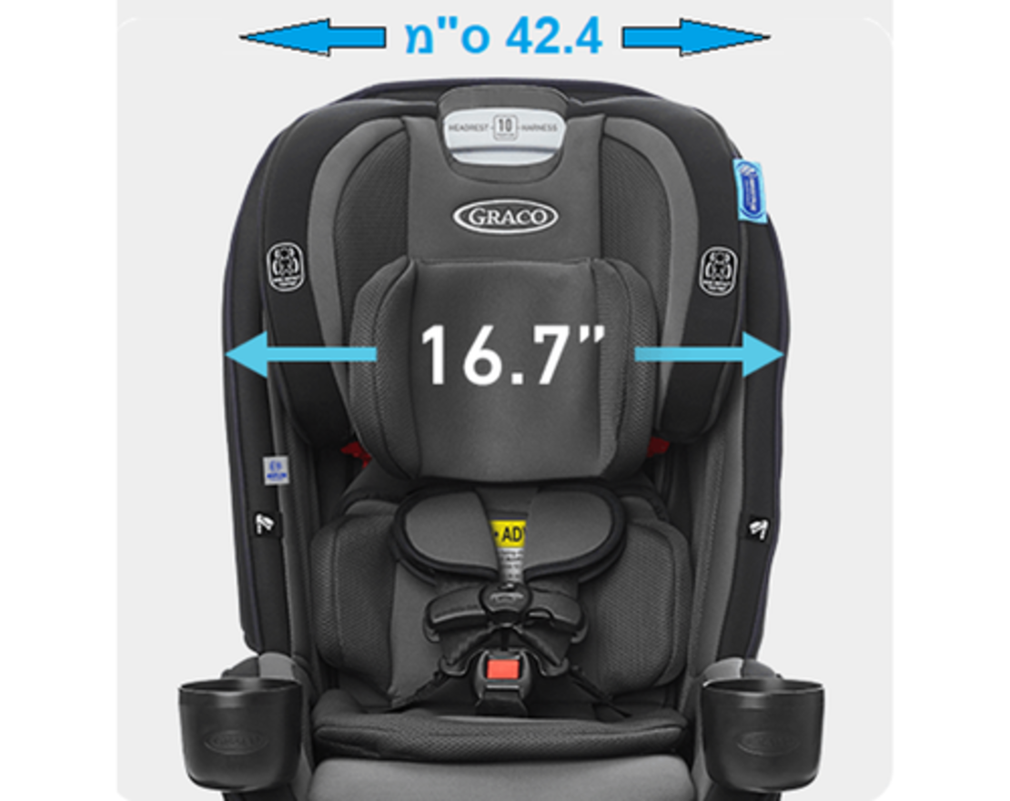 כיסא בטיחות משולב בוסטר SlimFit3 LX - אפור/שחור Stanford