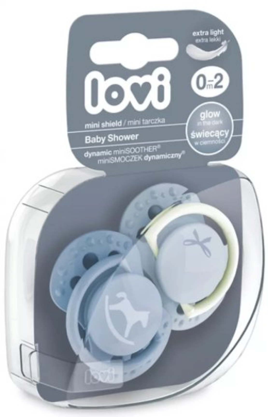 זוג מוצצי סיליקון מהדורת בייבי שאוור 0-2 תכלת lovi