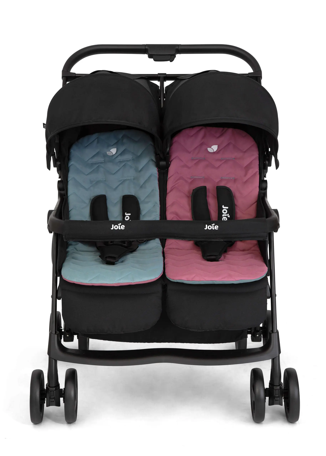 עגלת תאומים קומפקטית המתאימה מלידה Aire™ Twin - שחור/כחול ורוד Shale