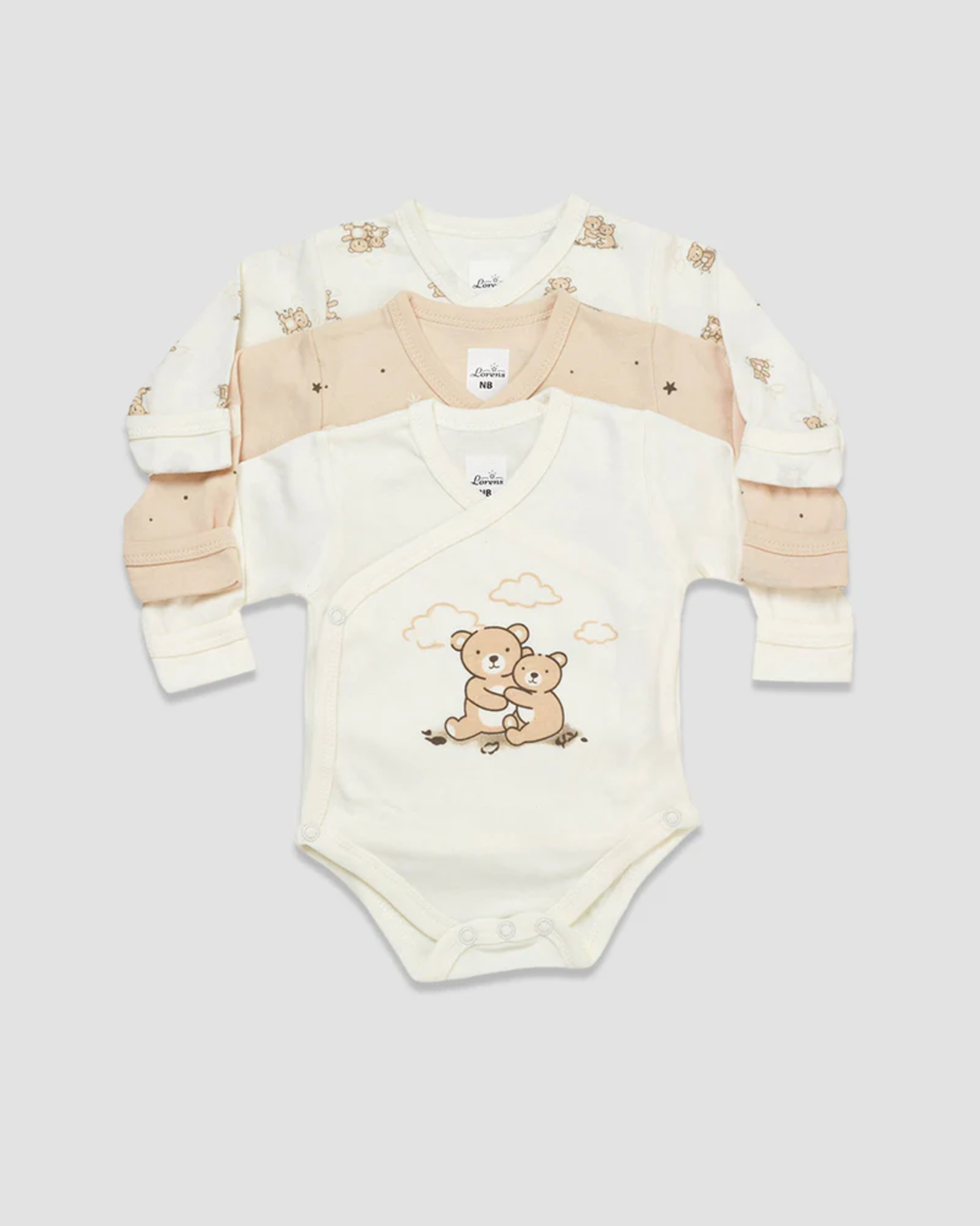3 בגדי גוף מעטפת Bears אופוויט ומוקה טריקו לורנס