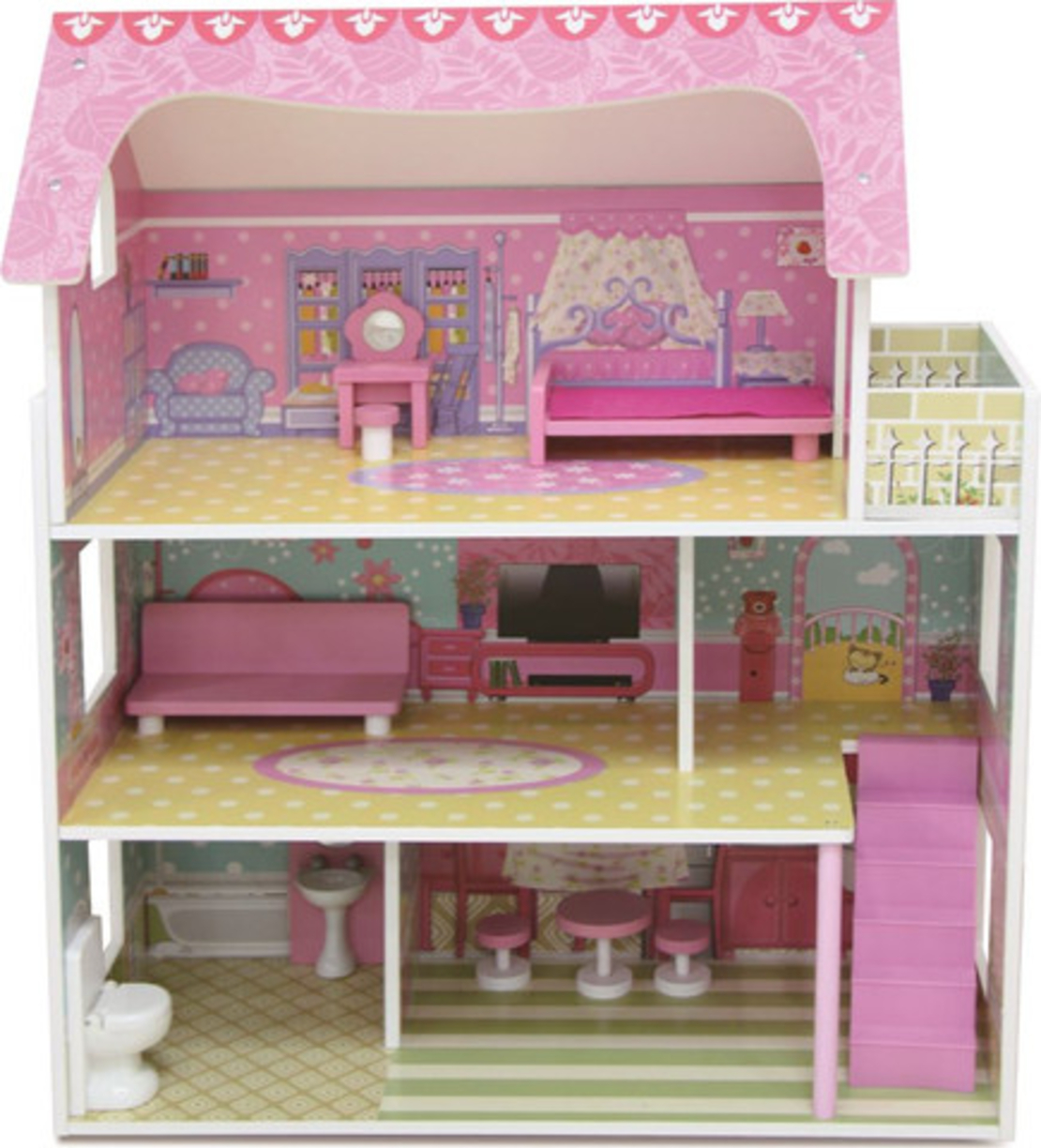בית בובות מאובזר וילה 3 קומות דגם Dollhouse Mension TX1055Eמבית אינפניטי