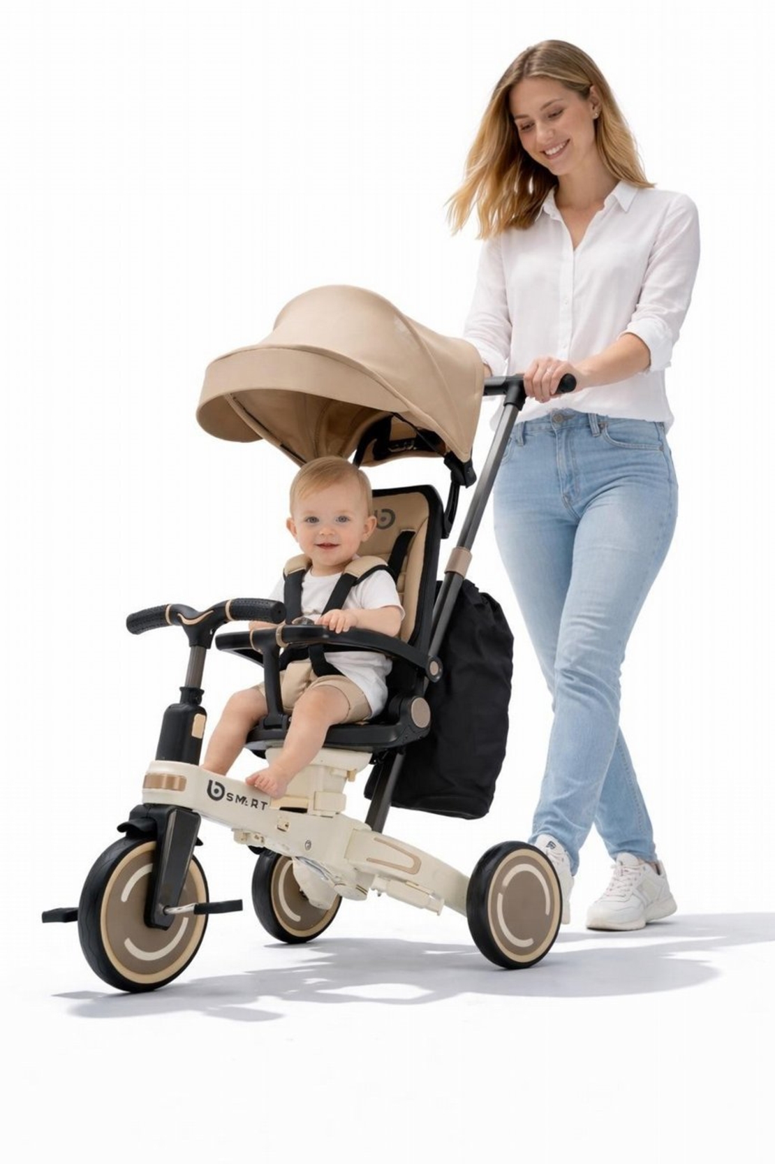 תלת אופן חדשי 5 ב1 דו כיווני מתקפל - מבית ביסמרט BSMART-מוקה