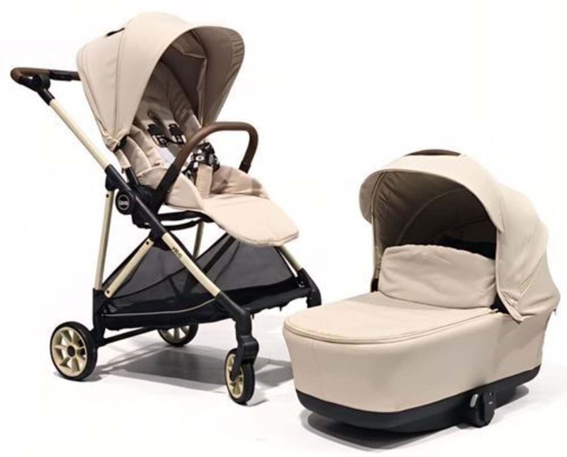 עגלה משולב אמבטיה+ טיולון+ סל קל + בסיס איזופיקס דגם velo  שמנת בייבי מישל