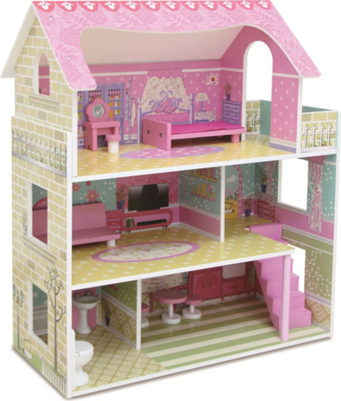 בית בובות מאובזר וילה 3 קומות דגם Dollhouse Mension TX1055Eמבית אינפניטי