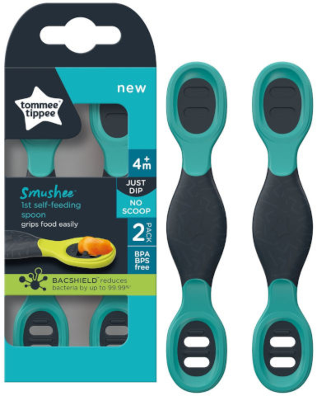 זוג כפיות פטנט לאכילה קלה של התינוק Tommee Tippee