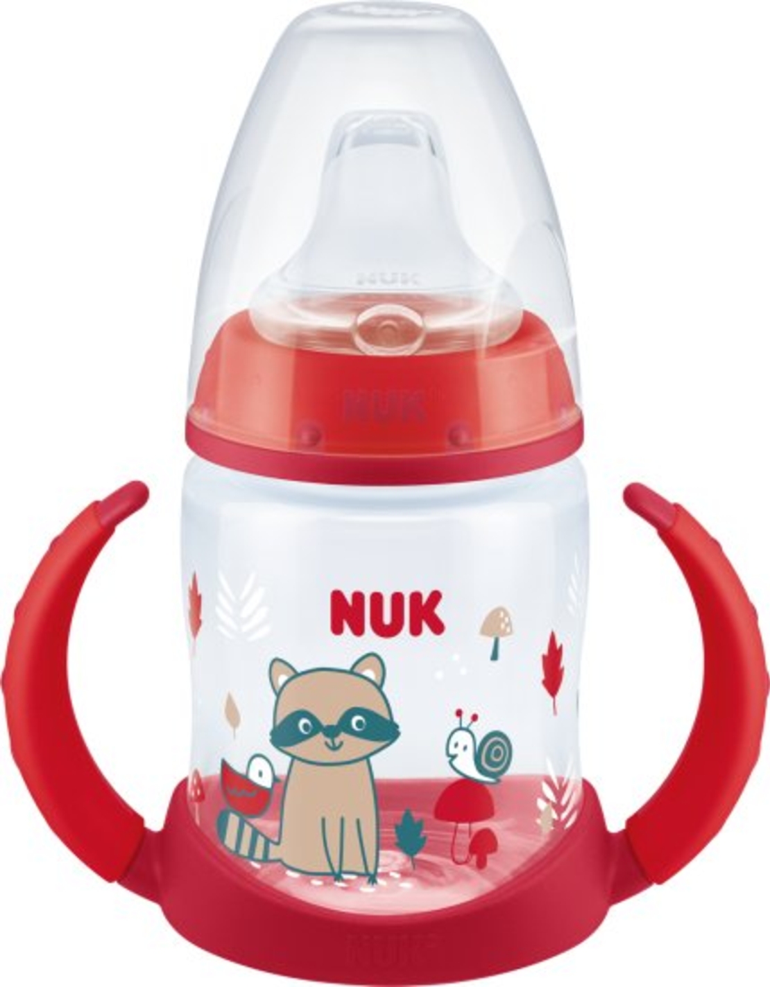 בקבוק  אימון עם מד בקרת טמפרטורה וידיות 150 מ''ל NUK - צבע אדום