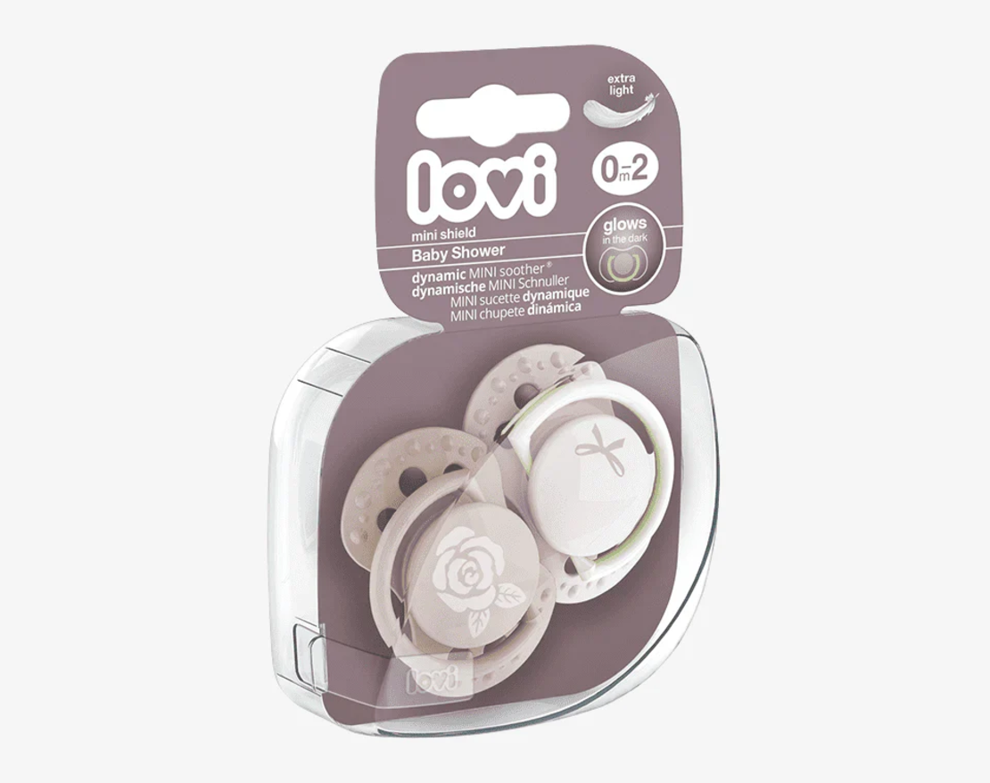 זוג מוצצי סיליקון מהדורת בייבי שאוור 0-2 ורוד lovi