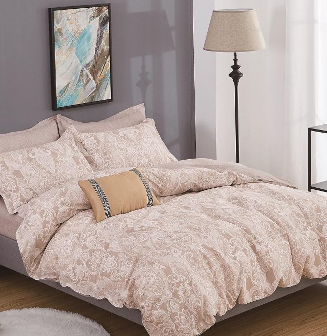 סט מצעים למיטה זוגית 100% כותנה סאטן 200 חוט דגם חלומות 160/200