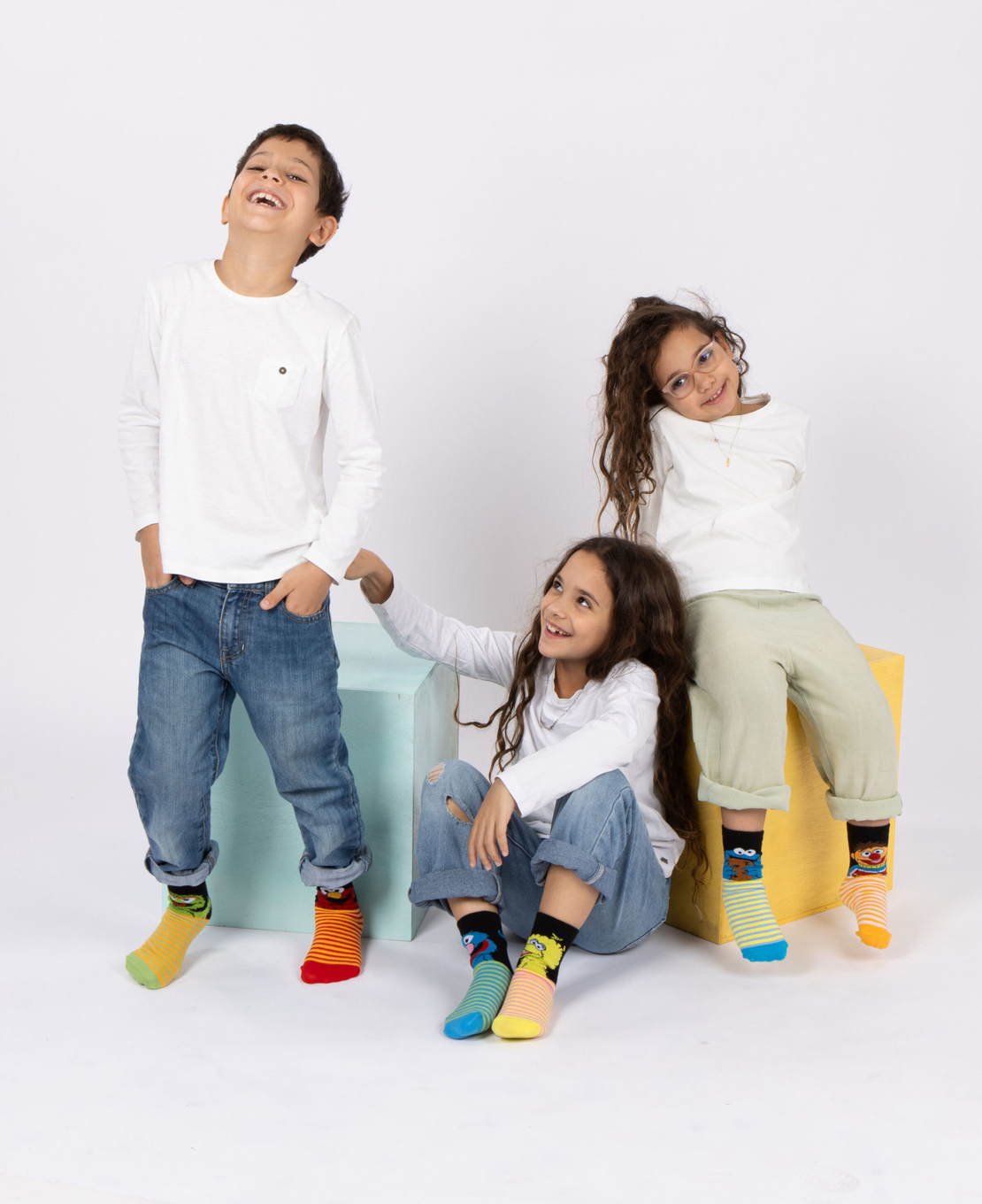 גרבי רחוב סומסום כותנה מעוצבים לילדים, 6 זוגות מידת one size שמתאימה למידות 24-34