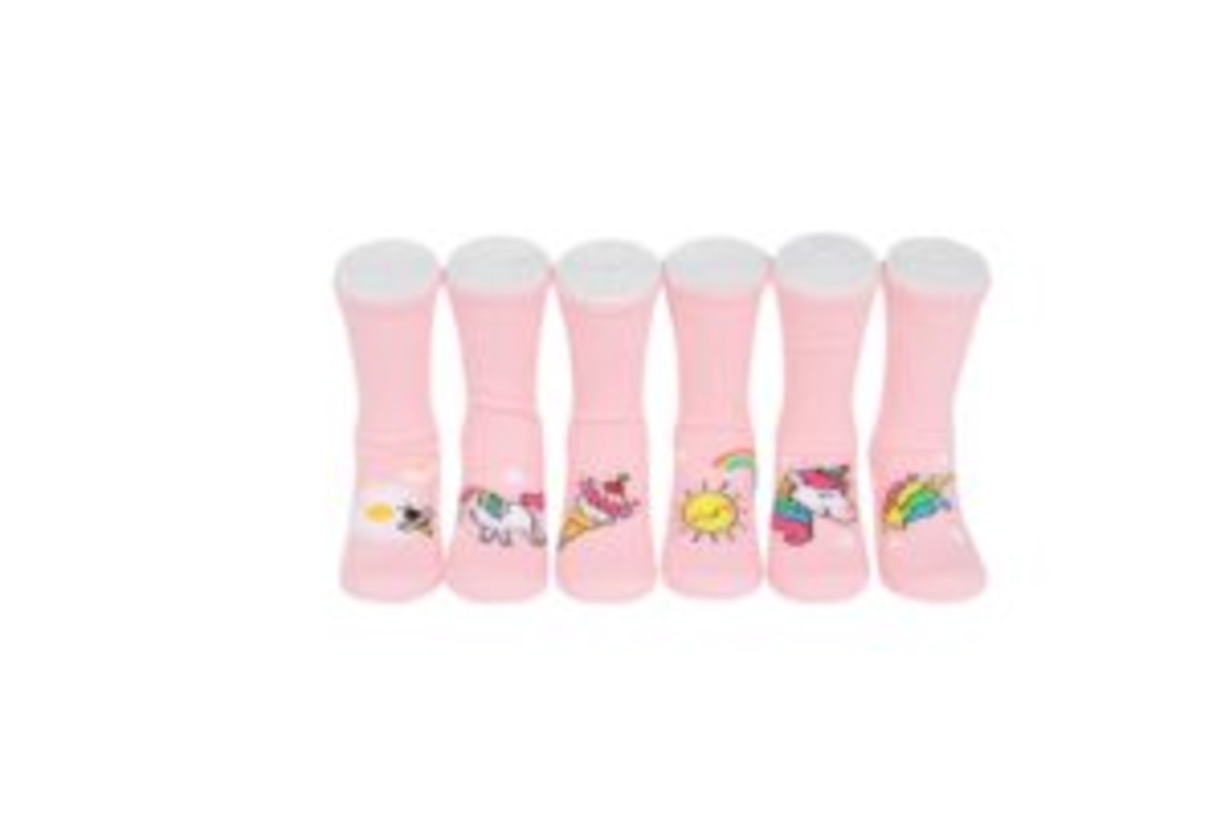 גרבי חד קרן כותנה מעוצבים לילדים, 6 זוגות מידת one size שמתאימה למידות 24-34