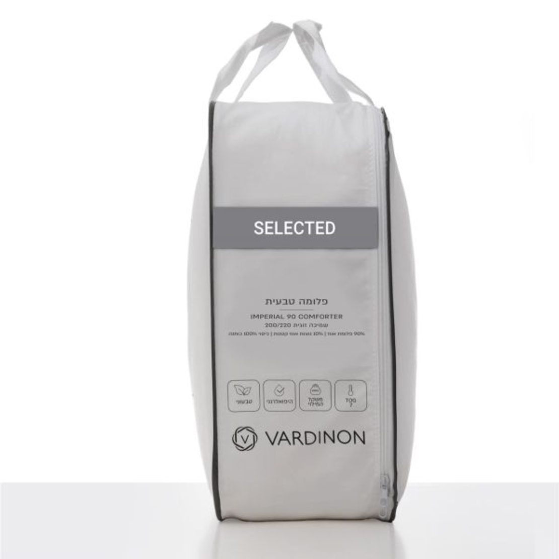 שמיכת פוך פלומה 90% פלומת אווז משולבת ו-10% נוצות אווז קטנות למיטה זוגית VARDINON