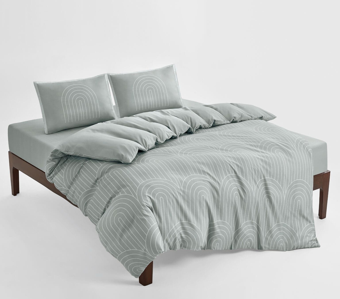 מצעים למיטה זוגית 100% כותנה קשת פיסטוק לבן  160/200