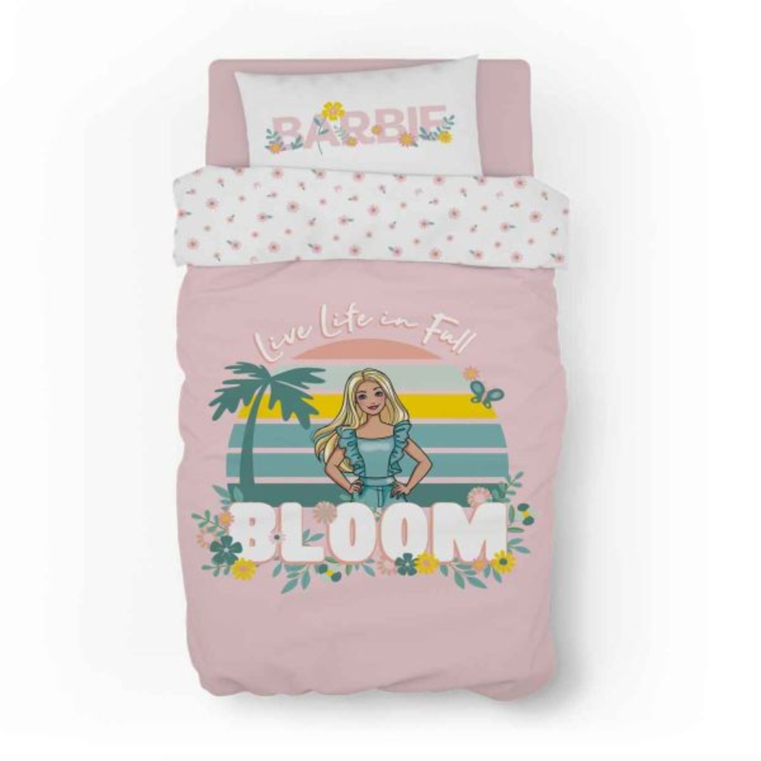 מצעי ילדים ברבי Barbie Bloom למיטה יחיד 90/200