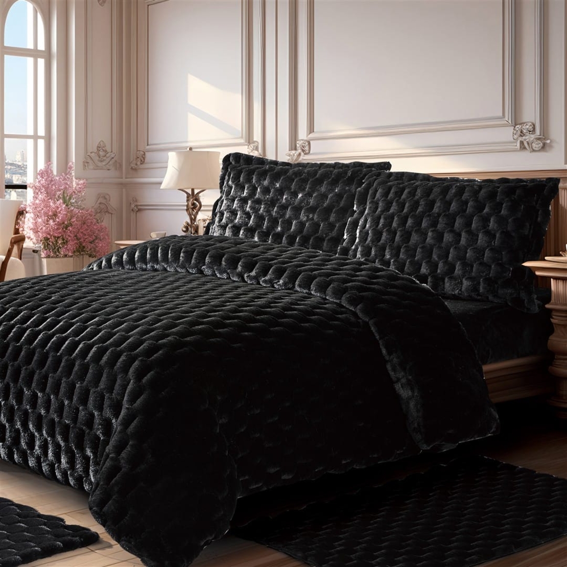 סט מצעים פראג סופט צבע שחור למיטה זוגית 160/200