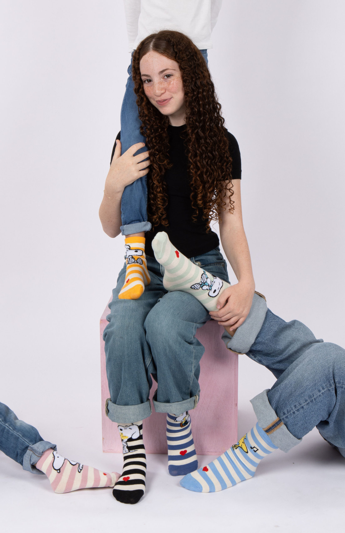 גרבי סנופי כותנה מעוצבים לילדים, 6 זוגות מידת one size שמתאימה למידות 24-34