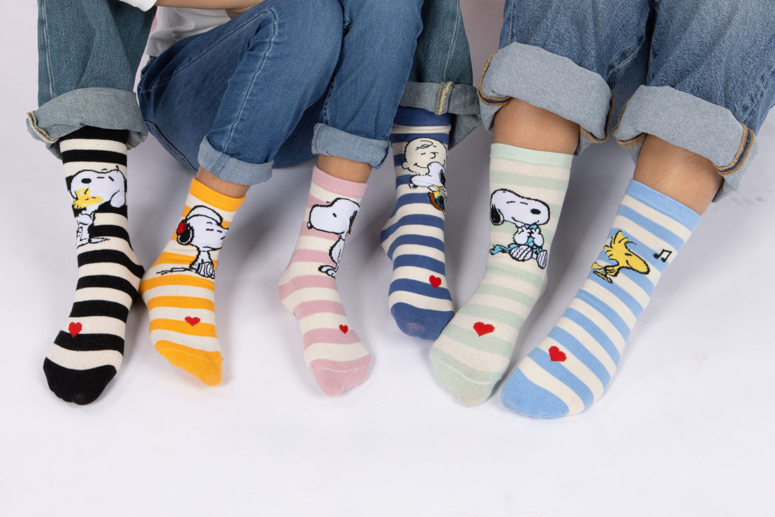 גרבי סנופי כותנה מעוצבים לילדים, 6 זוגות מידת one size שמתאימה למידות 24-34