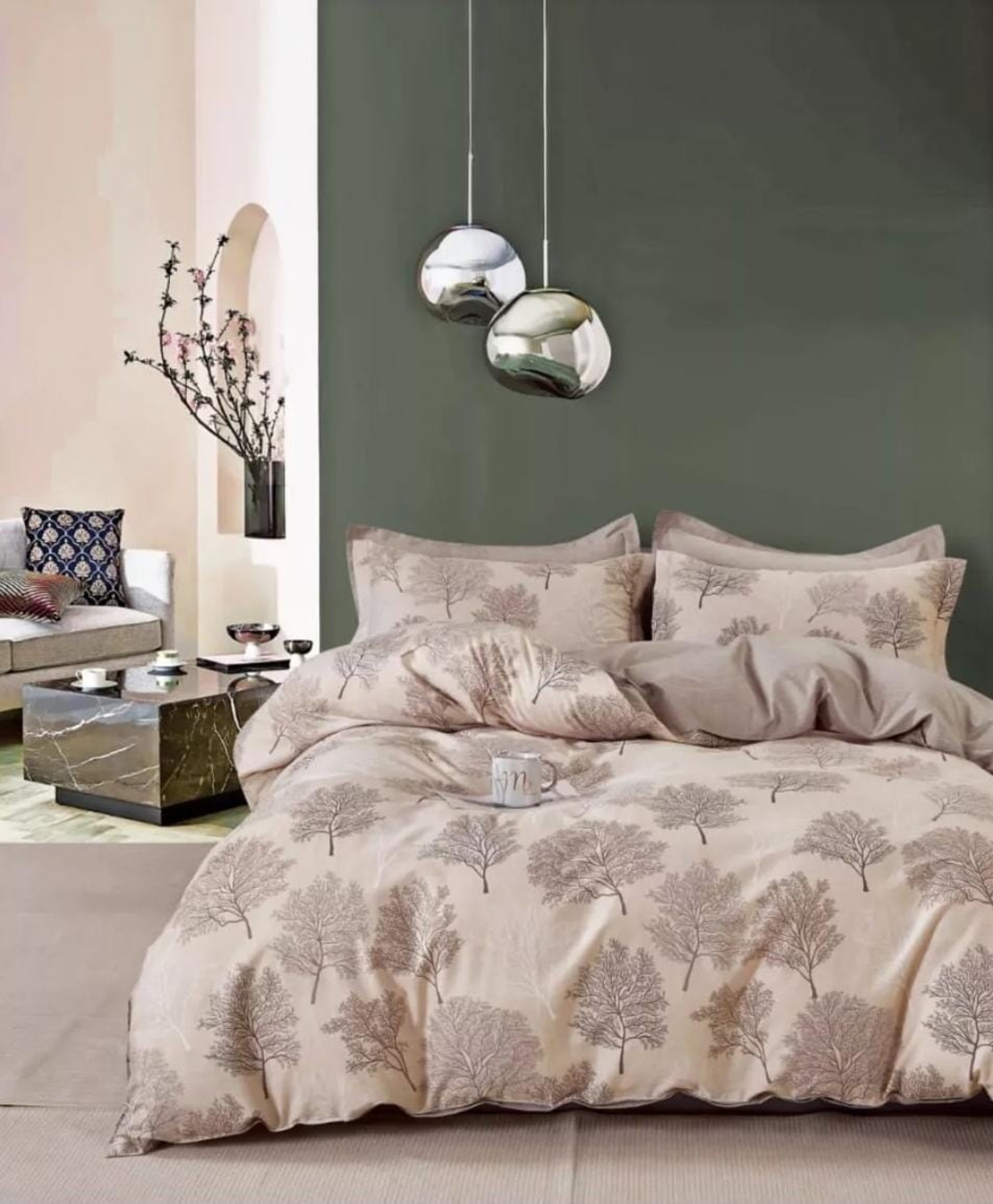 סט מצעים למיטה זוגית 100% כותנה סאטן 200 חוט דגם שרית 160/200