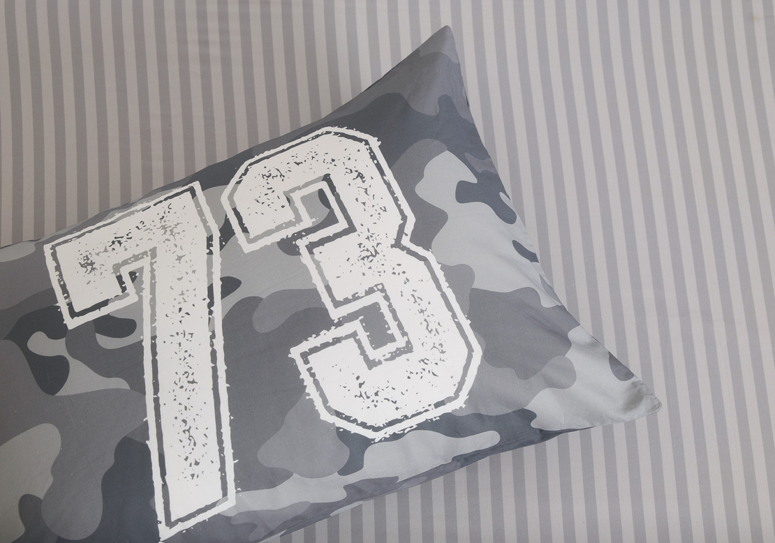 סט מצעים למיטה יחיד 100% כותנה CAMO אפור 90/200