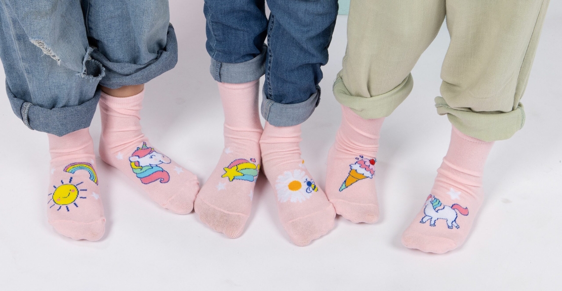 גרבי חד קרן כותנה מעוצבים לילדים, 6 זוגות מידת one size שמתאימה למידות 24-34