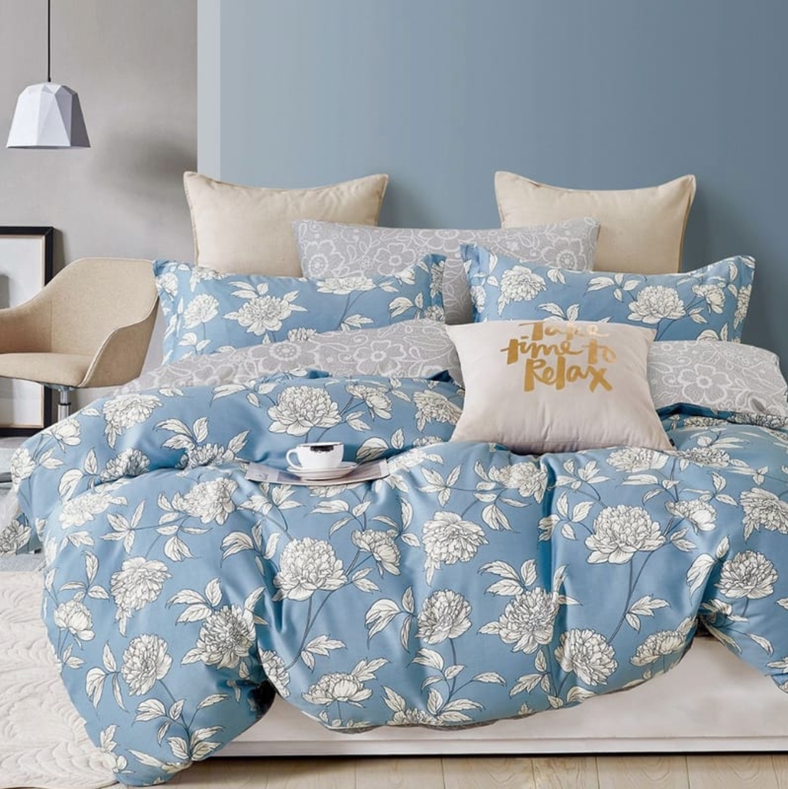 סט מצעים למיטה זוגית 100% כותנה סאטן 200 חוט דגם שיראל 160/200