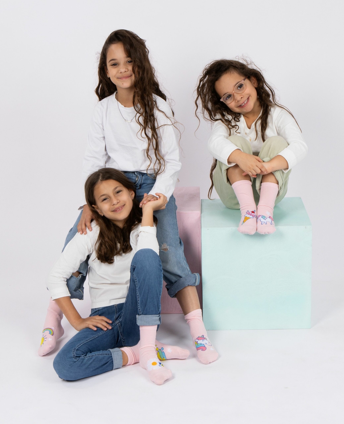 גרבי חד קרן כותנה מעוצבים לילדים, 6 זוגות מידת one size שמתאימה למידות 24-34