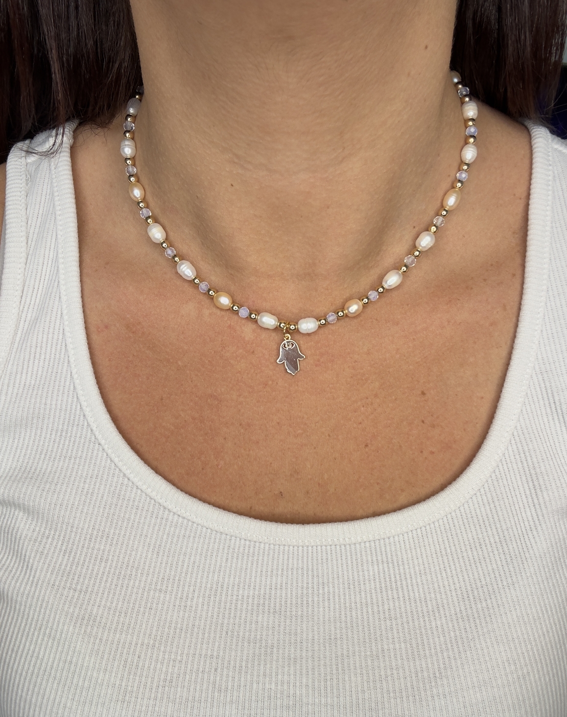 שרשרת  Hamsa & Pearl