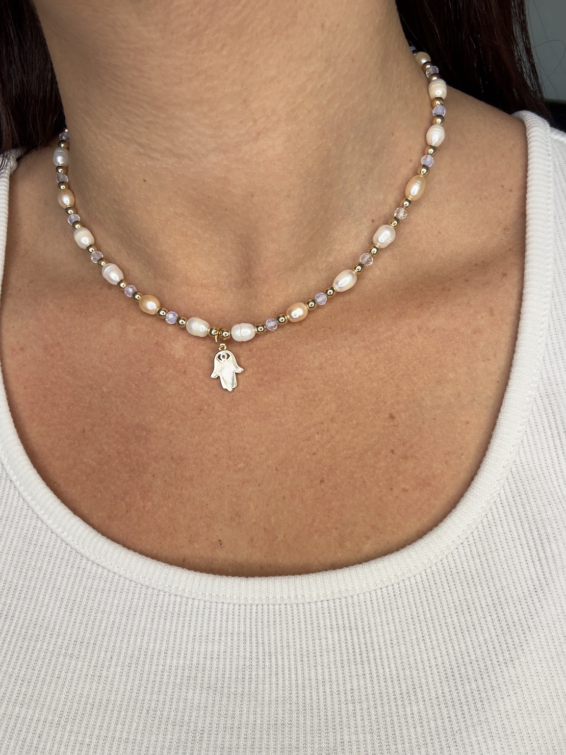 שרשרת  Hamsa & Pearl