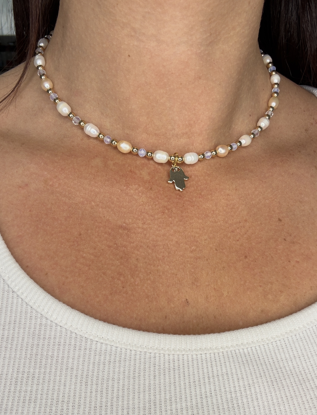 שרשרת  Hamsa & Pearl