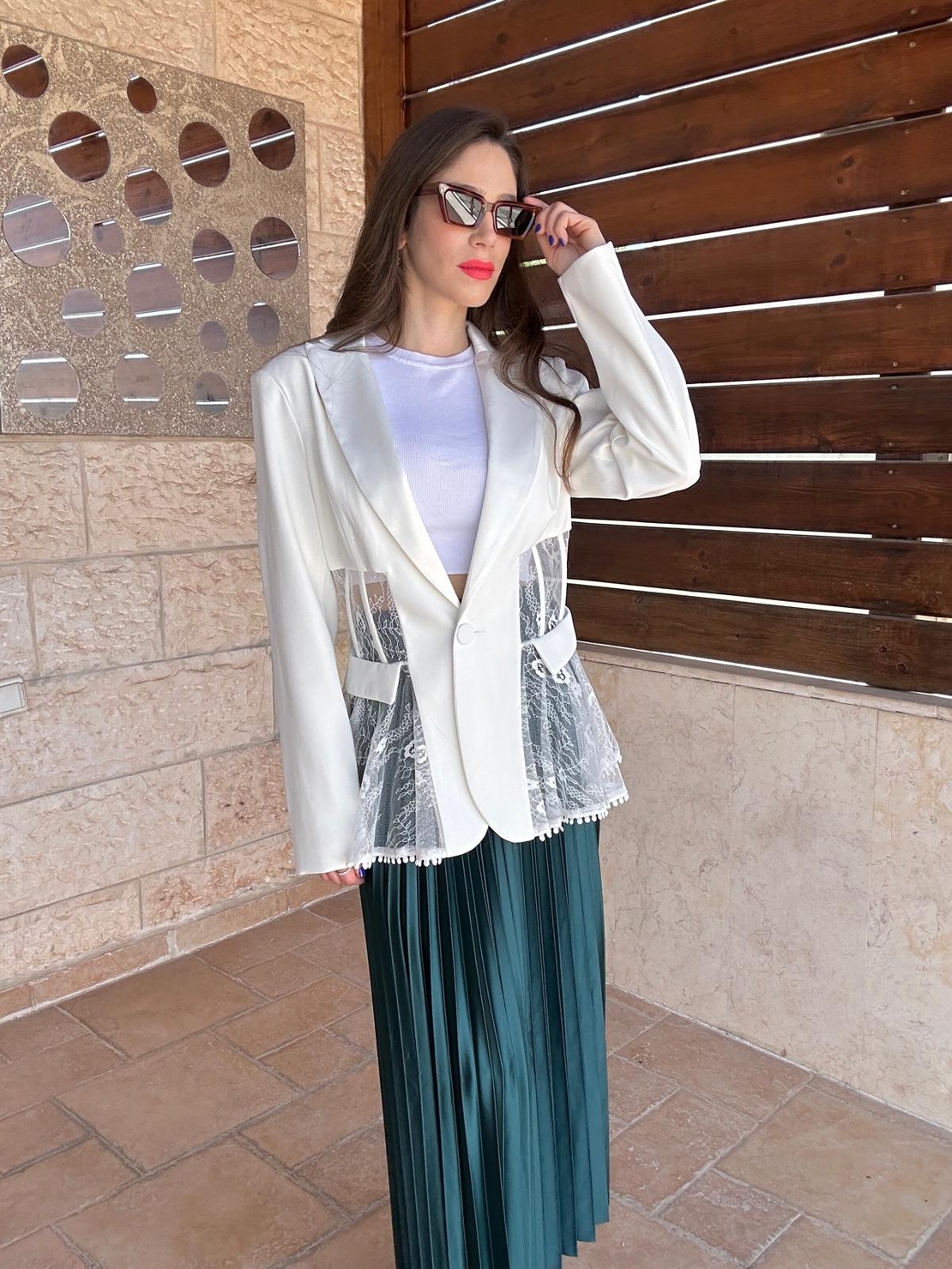 ג'קט תחרה מיכאלה - לבן