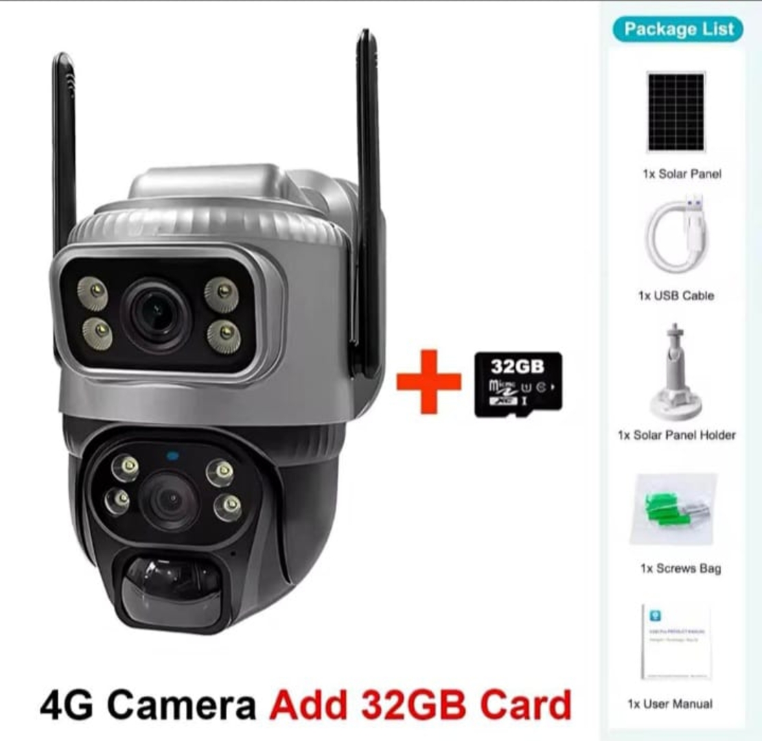 מצלמת אבטחה סולארית 4G + כרטיס זיכרון 32GB