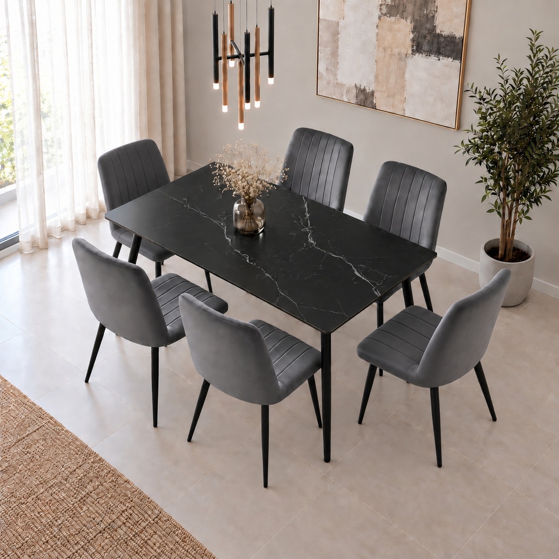 פינת אוכל פלטת קרמיקה 120X70 ס