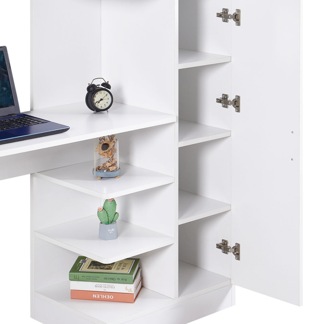 שולחן תלמיד משולב ספרייה דגם טליה Talia לבן | מבית WOODY