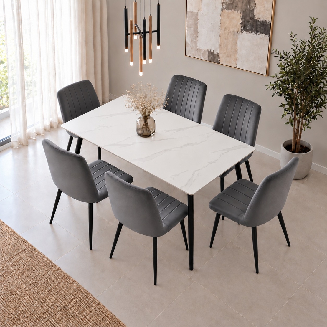 פינת אוכל פלטת קרמיקה 120X70 ס