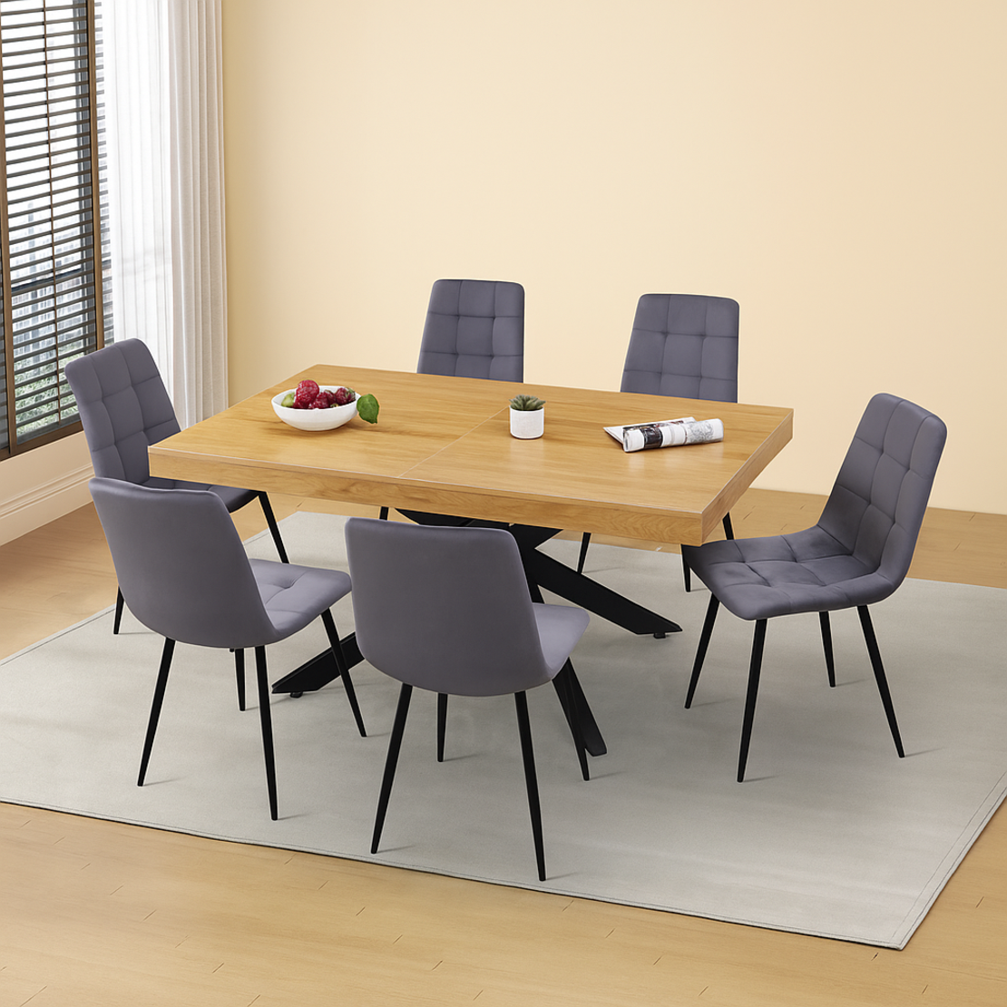 שולחן פינת אוכל נפתח 160-240 דגם אפולו Apollo עץ טבעי רגל שחורה | מבית WOODY