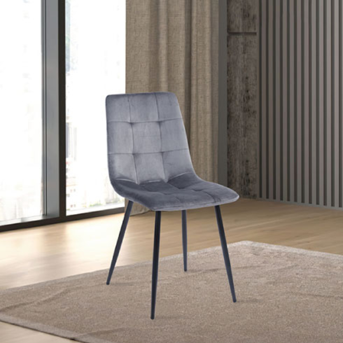 סט 4 כסאות לפינת אוכל מבד קטיפה דגם כלנית Kalanit אפור | מבית WOODY